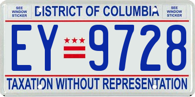 DC license plate EY9728