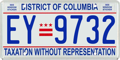 DC license plate EY9732