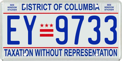 DC license plate EY9733