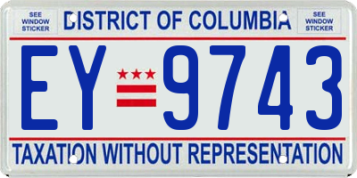 DC license plate EY9743