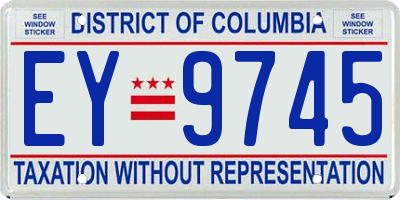 DC license plate EY9745