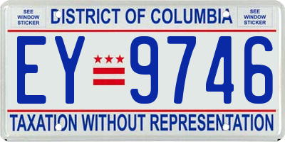 DC license plate EY9746