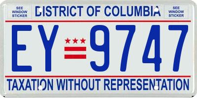 DC license plate EY9747