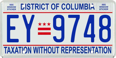 DC license plate EY9748