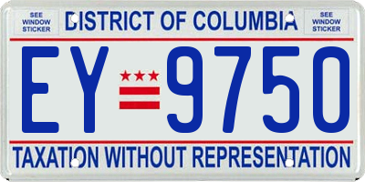 DC license plate EY9750