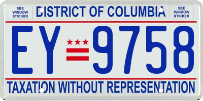 DC license plate EY9758