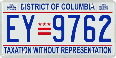 DC license plate EY9762