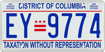 DC license plate EY9774