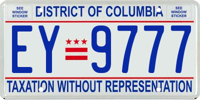 DC license plate EY9777