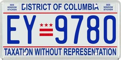 DC license plate EY9780