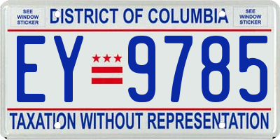 DC license plate EY9785