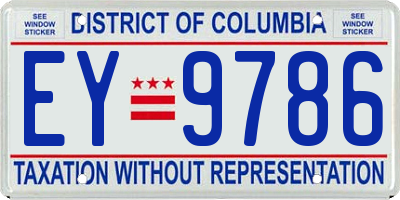 DC license plate EY9786