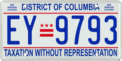 DC license plate EY9793