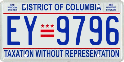 DC license plate EY9796