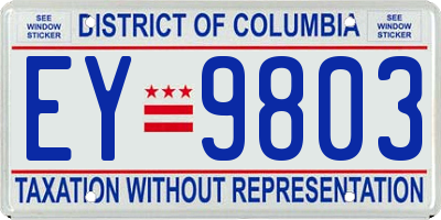 DC license plate EY9803