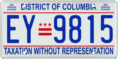 DC license plate EY9815