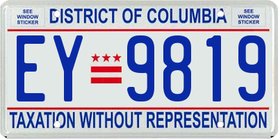 DC license plate EY9819