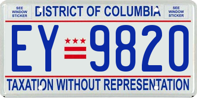 DC license plate EY9820