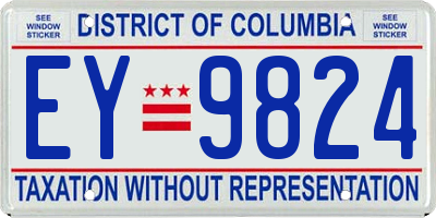 DC license plate EY9824