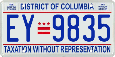 DC license plate EY9835