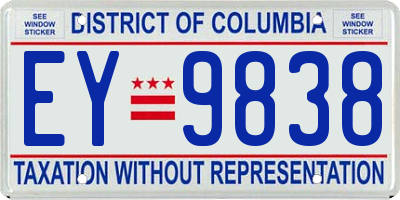 DC license plate EY9838