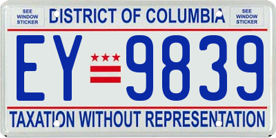 DC license plate EY9839