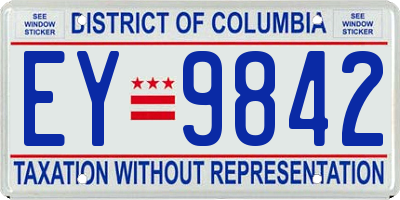 DC license plate EY9842