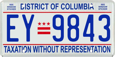 DC license plate EY9843