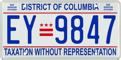 DC license plate EY9847