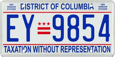 DC license plate EY9854