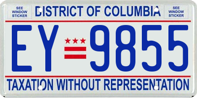 DC license plate EY9855