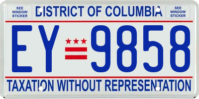 DC license plate EY9858