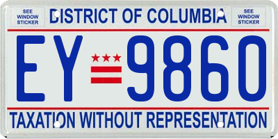 DC license plate EY9860