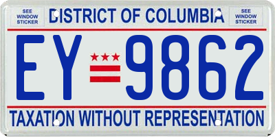 DC license plate EY9862