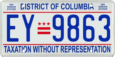 DC license plate EY9863