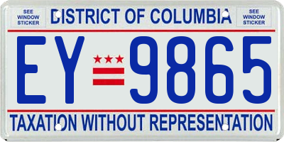 DC license plate EY9865