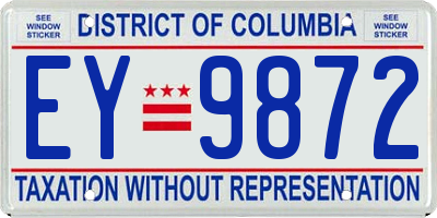 DC license plate EY9872