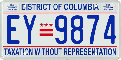 DC license plate EY9874