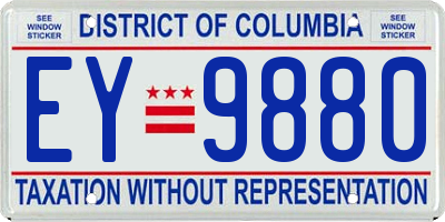 DC license plate EY9880