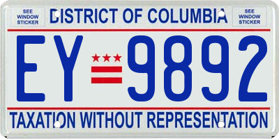 DC license plate EY9892