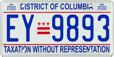 DC license plate EY9893