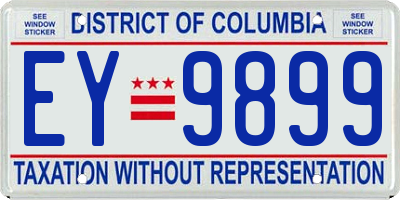 DC license plate EY9899