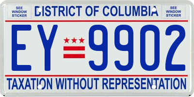 DC license plate EY9902