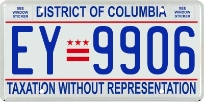 DC license plate EY9906