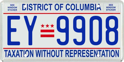 DC license plate EY9908