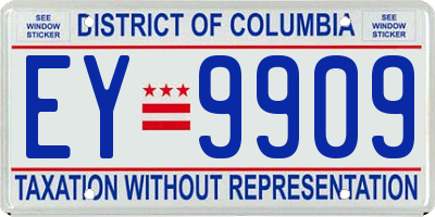 DC license plate EY9909