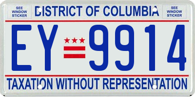 DC license plate EY9914