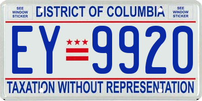 DC license plate EY9920