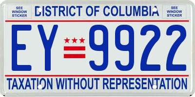 DC license plate EY9922