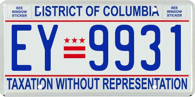 DC license plate EY9931